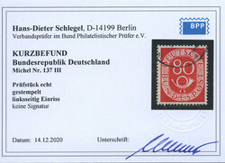 80 Pf. Posthorn 1951, gest. Bedarfsstück (links Einriss) mit dem ...